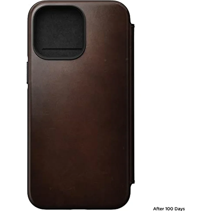 Nomad Moderne Leder-Folio-Schutzhülle für iPhone 14 Pro Max – Horween Rustikale braune Lederschutzhülle mit 3 Kartenfächern, 360° schützender Stoßfänger, 3 m Fallschutz, Mag Safe & kabelloses Laden – Bild 5