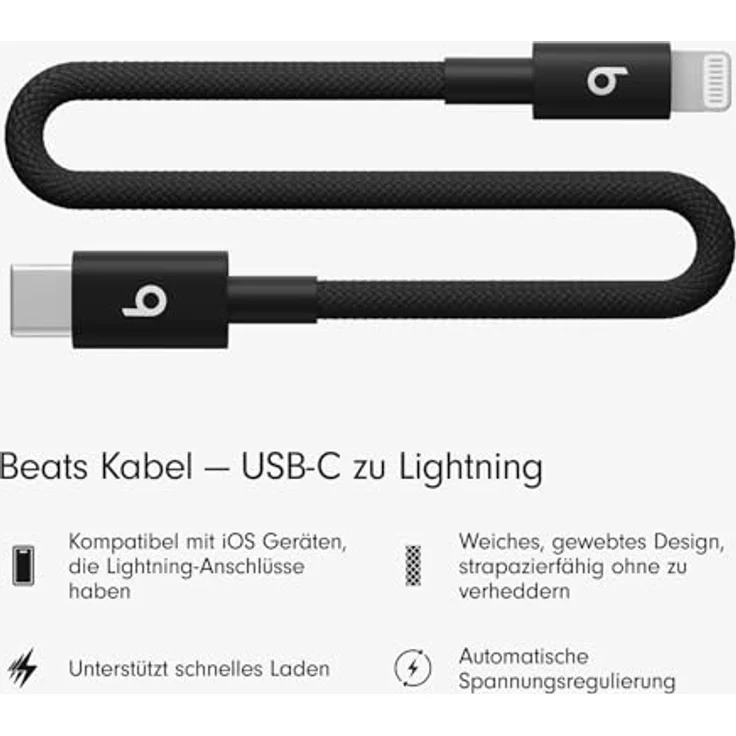 Apple USB-C auf Lightning Gewebtes Kabel, 20 cm, Bolt Black, kompatibel mit iPhone und iPad – Bild 3