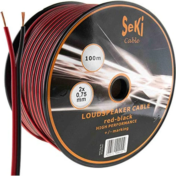 Lautsprecherkabel 2x0,75mm2 - 100m - rot-schwarz - CCA - Audiokabel - Boxenkabel – Bild 2