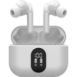 CORN TECHNOLOGY TWS-VX-1 True Wireless In-ear Kopfhörer mit Bluetooth und digitaler Ladestandsanzeige, weiß