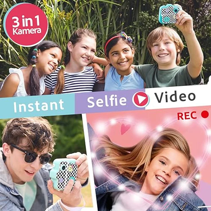 Canal Toys CLK 001 Sofortbildkamera für Kinder-Instant-Druck Creator mit LCD-Display-Kinderkamera und Fotodrucker in einem-Für Polaroid & Thermopapier, hellblau, Geeignet ab 6 Jahren – Bild 4