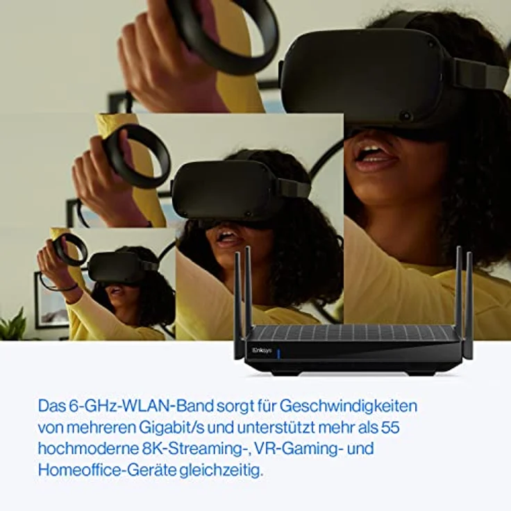 Linksys Hydra Pro 6E Tri‑Band WiFi-6E-Mesh-Router – 8-Stream-Router zum Gamen,Zugriff auf das 6-GHz-Band,bis 6.6 Gbit/s,250 m² Funkabdeckung,mehr als 55 Geräte,geeignet Velop-Mesh-Systeme,MR7500-EU – Bild 3