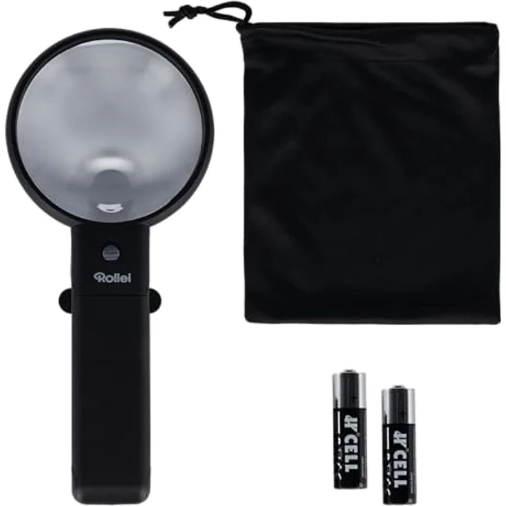 ROLLEI Handlupe mit LED-Licht und Standfuß, 2-fach und 4.5-fach Vergrößerung, Transparent/Schwarz – Bild 5