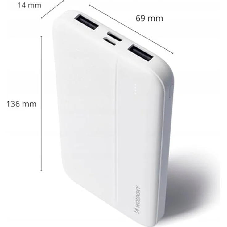 Wozinsky WPBWE1 Powerbank 10000mAh, 2 x USB, weiß, leicht und reisefreundlich mit Schutzfunktionen – Bild 6