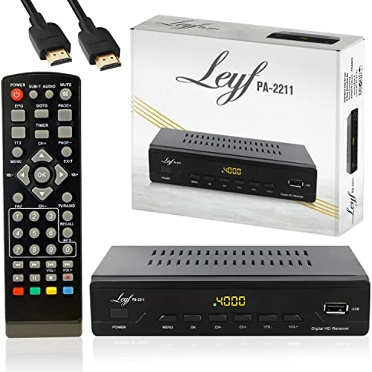 Leyf PA-2211 Kabel Receiver DVB-C Digitales Kabelfernsehen Full HD TV(DVB-C / C2, HDTV, DVB-T/T2, HD, SCART, USB) +HD Kabel, Kabelfernsehen für alle Kabelanbieter geeignet – Bild 1