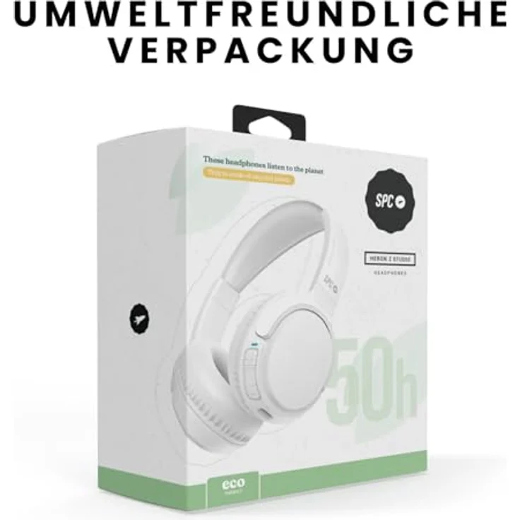 SPC Heron 2 Studio, Kabellose Kopfhörer mit 50 h Akkulaufzeit, Weiß – Bild 6
