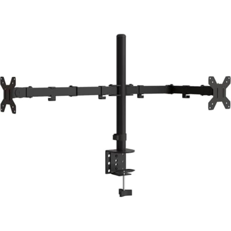vidaXL Tischhalterung, Verstellbar Monitorhalterung mit C-Klemme für 2 Monitore, VESA 75/100 mm, Schwarz Stahl – Bild 1