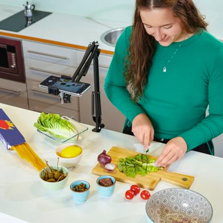 Hama Flexibler Gelenkarm 700 II, Smartphone-Halter mit Tischklemme, max. Höhe 70 cm, für Smartphones von 5,8 bis 9,2 cm breit – Bild 3