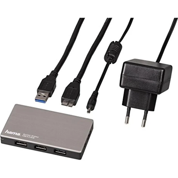 Hama USB-3.0 Hub 4-fach (USB-Verteiler mit intelligenter Ladefunktion, Adapter mit automatischer Geräteerkennung mit Netzteil und USB-Kabel, Alugehäuse) silber – Bild 5