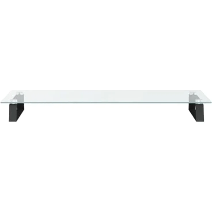 vidaXL Monitorständer, Monitorerhöhung mit Stauraum, Hartglas Metall, schwarz, 80x35x8cm, ergonomisches Design – Bild 5