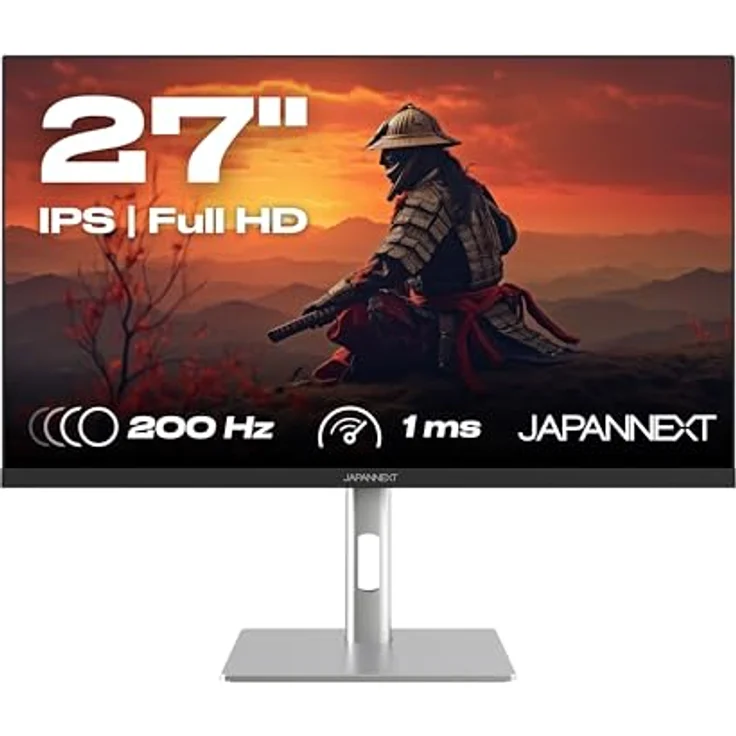 JapanNext JN-I270FHD200F-HSP, 27" Gaming Monitor mit IPS, 200Hz, 0.5ms, Full HD, Höhen- & Neigungsverstellung, G-Sync/FreeSync, integrierte Lautsprecher, schwarz – Bild 1