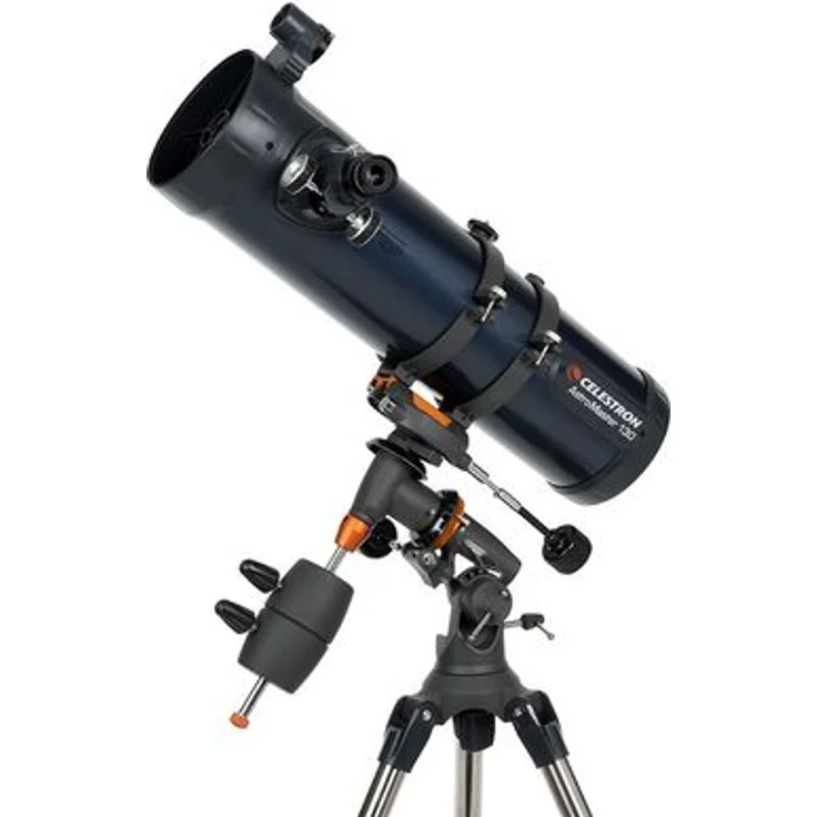 Celestron AstroMaster 130 EQ Newton, Teleskop mit vergüteten Optiken, parallaxischer Montierung und Stahlstativ
