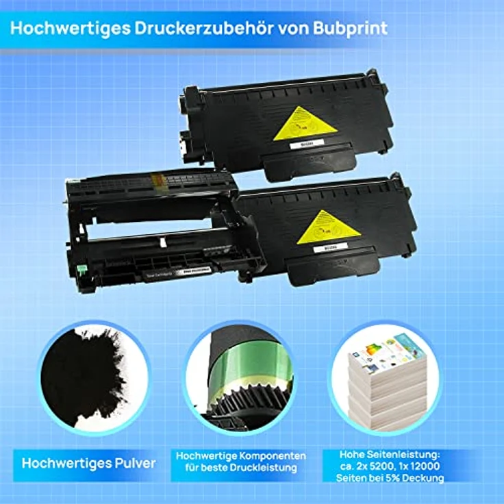 Bubprint Toner und Trommel kompatibel mit Brother TN-2320 DR-2300, Hochwertige Druckqualität, einfache Installation, langlebige Leistung – Bild 3