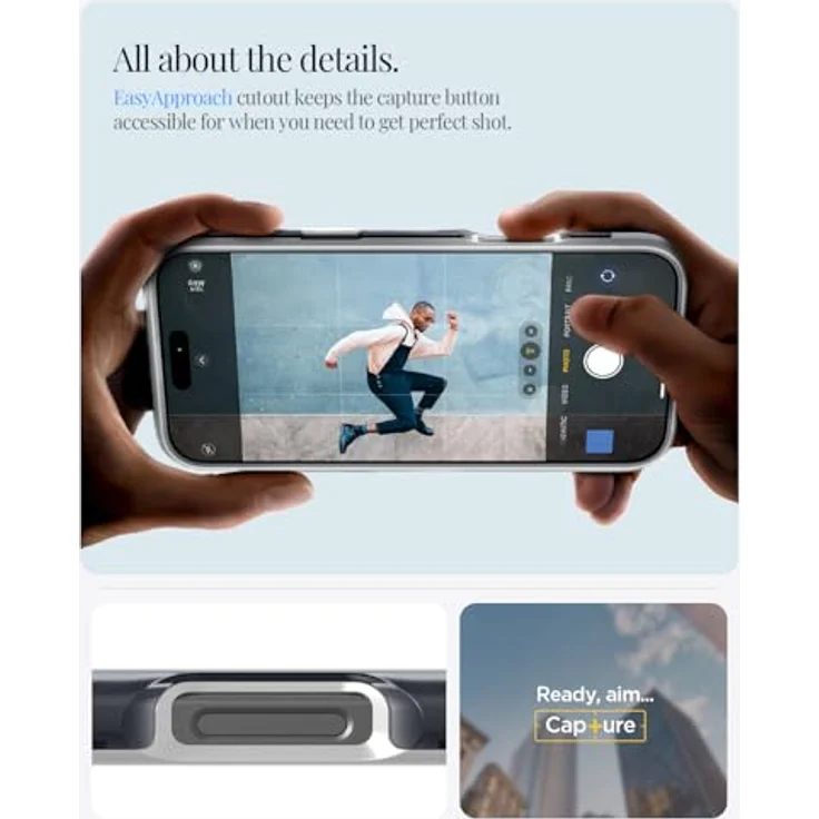 Spigen Classic C1 MagFit Hülle für iPhone 16 Pro, Transparentes Design, Integriertes Magnet, Eckschutz durch Air Cushion Technologie -Graphite – Bild 5