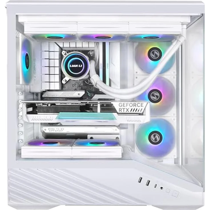 Lian-Li Vector V100 Midi-Tower PC-Gehäuse, ATX/E-ATX, RGB, Tempered Glass, weiss, bis zu 9 Lüfterplätze – Bild 8