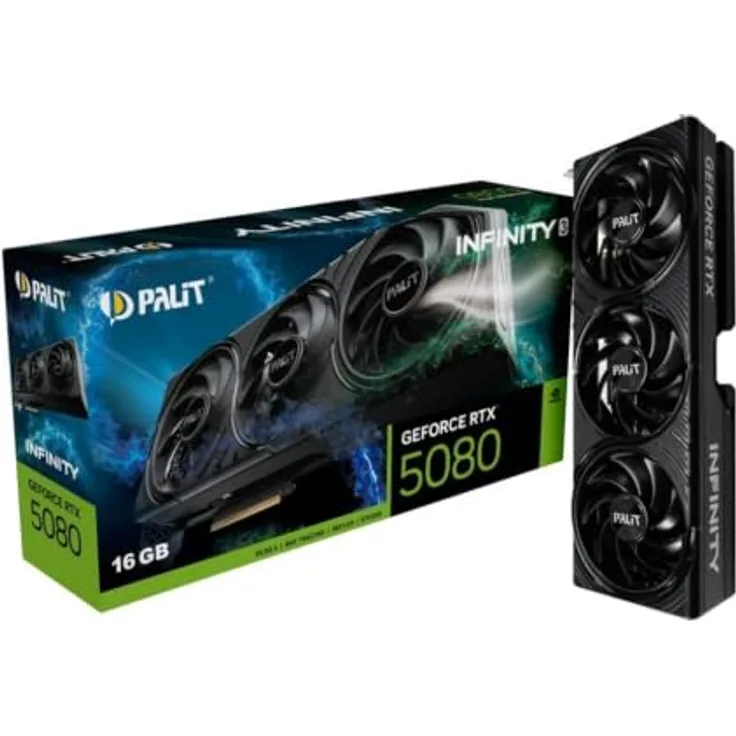 Palit GeForce RTX 5080 Infinity 3, 16GB GDDR7 Grafikkarte, HDMI, 3x DP, 360 Watt Leistungsaufnahme