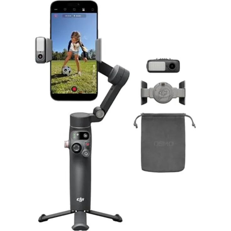 DJI Osmo Mobile 8 Gimbal-Stabilisator für Smartphones, natives Tracking mit Audio und Beleuchtung, 360°-Schwenkrotation, 10 Std. Akku, integrierter Verlängerungsstab, 3-Achsen-Stabilisierung