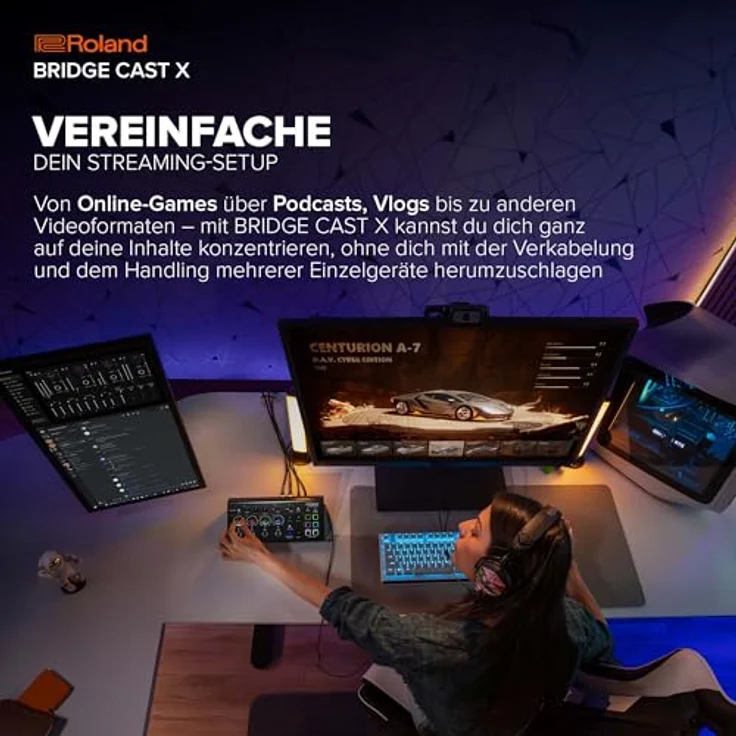 Roland Bridge Cast X, professionelles Audio-Interface für Streaming, Mischpult mit XLR-Mikrofonvorverstärker, Schwarz – Bild 3