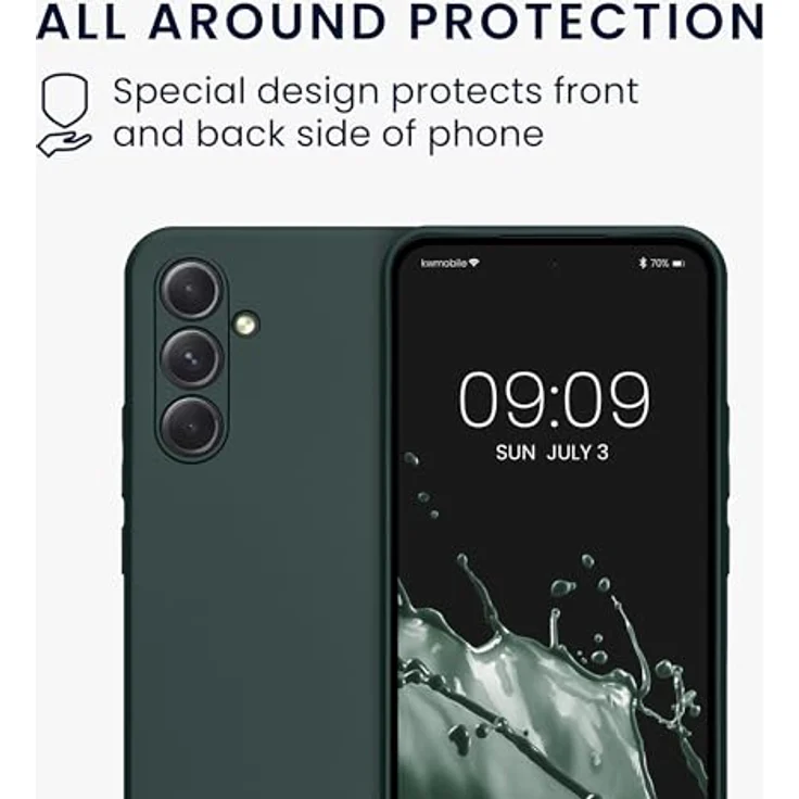 kwmobile Handyhülle für Samsung Galaxy A54 5G - weiche Silikon Schutzhülle mit metallischem Effekt in Metallic Petrol – Bild 5