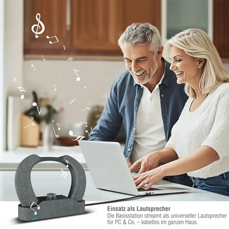 LEICKE Edgar Duo, Tragbarer Kabelloser Nackenkopfhörer mit Sprachverstärker für Senioren, Bluetooth 5.3, HDMI, Aux & Optik-Eingang, Generation 2 – Bild 3