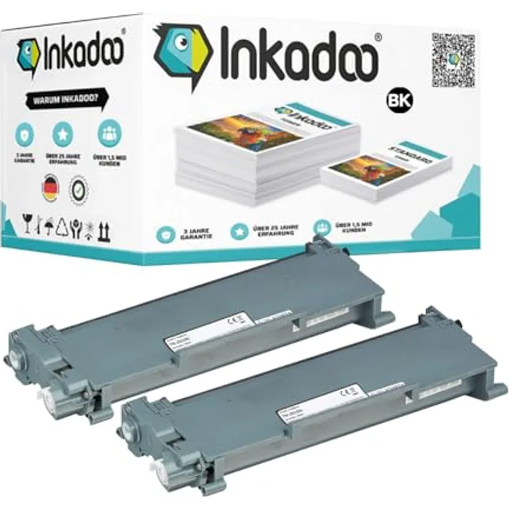 Inkadoo Toner für Brother TN-2010 XXL, 2x Tonerkartusche, kompatibel mit HL-2130, DCP-7055, DCP-7057, ca. 10.400 Seiten, schwarz