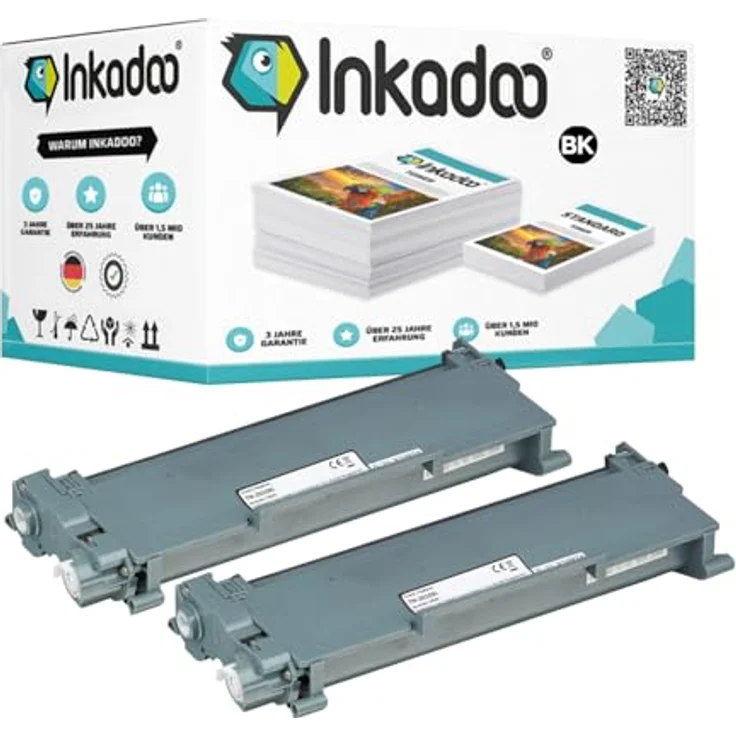 Inkadoo Toner für Brother TN-2010 XXL, 2x Tonerkartusche, kompatibel mit HL-2130, DCP-7055, DCP-7057, ca. 10.400 Seiten, schwarz – Bild 1