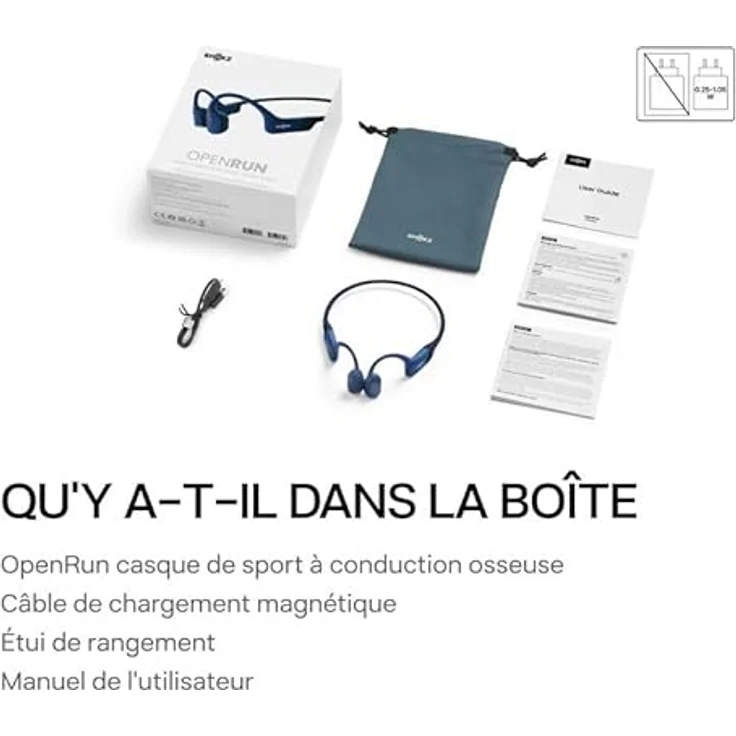SHOKZ OpenRun Blue USB-C Kopfhörer, Schnellladefunktion, IP67 Wasserdicht, 8-stündige Akkulaufzeit, 26g – Bild 3
