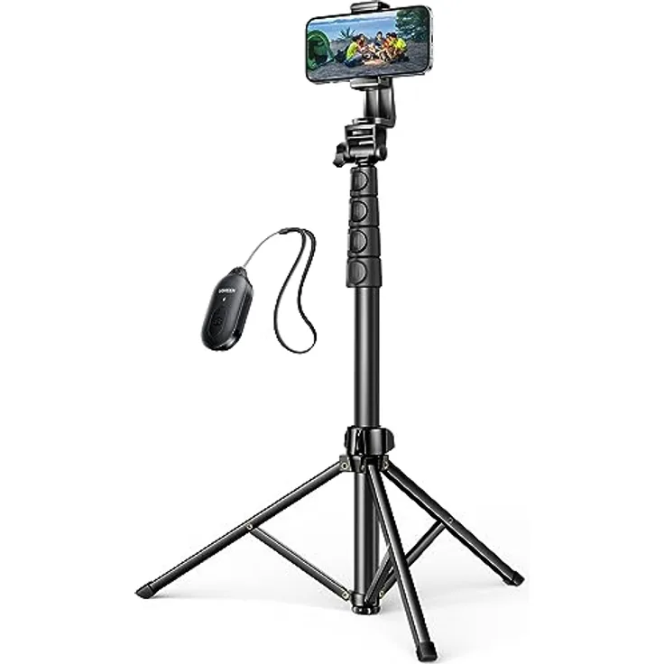 Ugreen LP680, Selfie Stick mit Bluetooth-Fernbedienung, kompakt und zusammenfaltbar, Schwarz