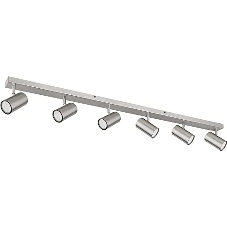 GLOBO LIGHTING Deckenstrahler silber Spot Deckenleuchte Spotleiste 6 flammig, Metall verchromt skandinavisch, 6x GU10 Fassungen, LxBxH 115x6x12cm, nickel / verchromt – Bild 1