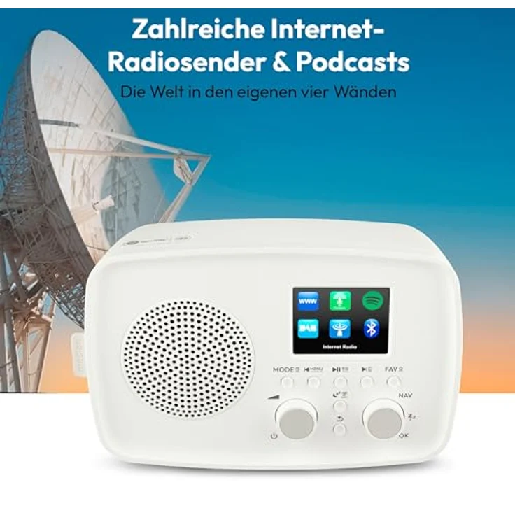 MEDION Internetradio IRE-1, DAB+ und WLAN, Bluetooth 5.2, Spritzwassergeschützt, Spotify Connect, weiß – Bild 2