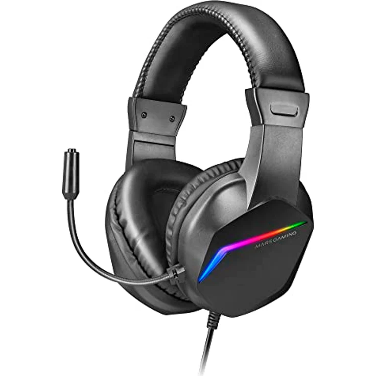 MARSGAMING Gaming MH122, FRGB Over Ear Kopfhörer mit Mikrofon, HiFi Sound, Geräuschunterdrückung, Ultraleichtgewicht, PS4 PS5 Xbox Switch Tablet Windows Mac, Schwarz, Large – Bild 1