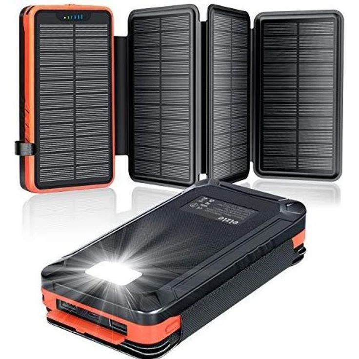 Elzle Solar PowerBank (26800 mAh, 99.16 Wh), Powerbank, Orange, Schwarz – Bild 1