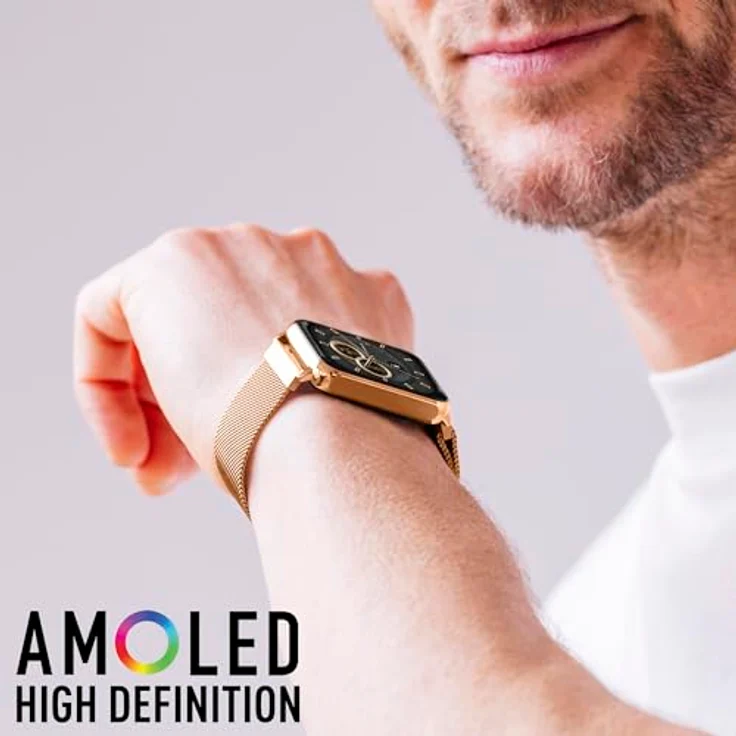 Reflex Active Amoled Series 30 4,5 cm Always-On Display Rose Gold Edelstahl Mesh Strap Smartwatch mit Dual-Time-Funktion und IP68-Wasserdichtigkeit – Bild 3