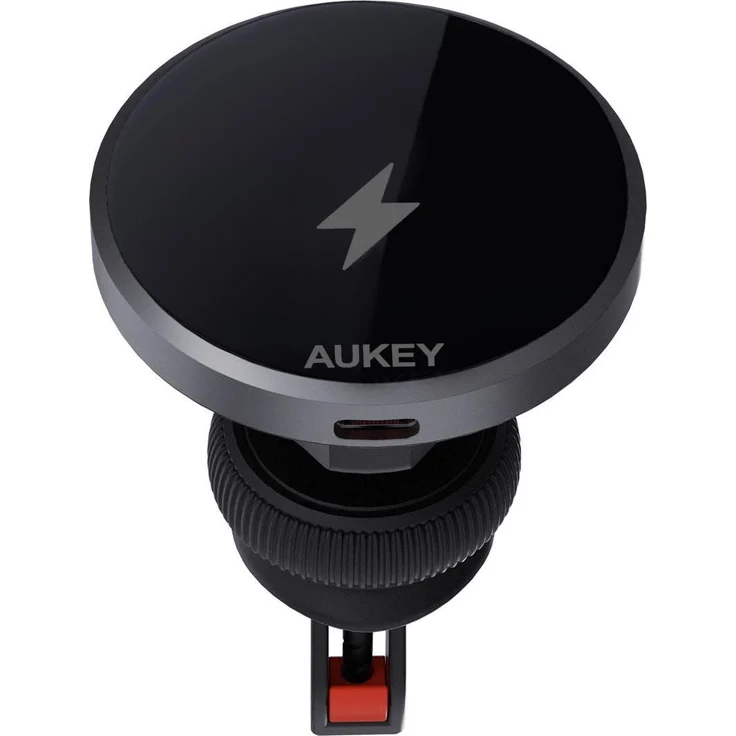 Aukey Maglink Phone Dash Mount (15 W), Qi2-zertifizierter Wireless Charger mit 360-Grad-Kugelgelenk, Schwarz