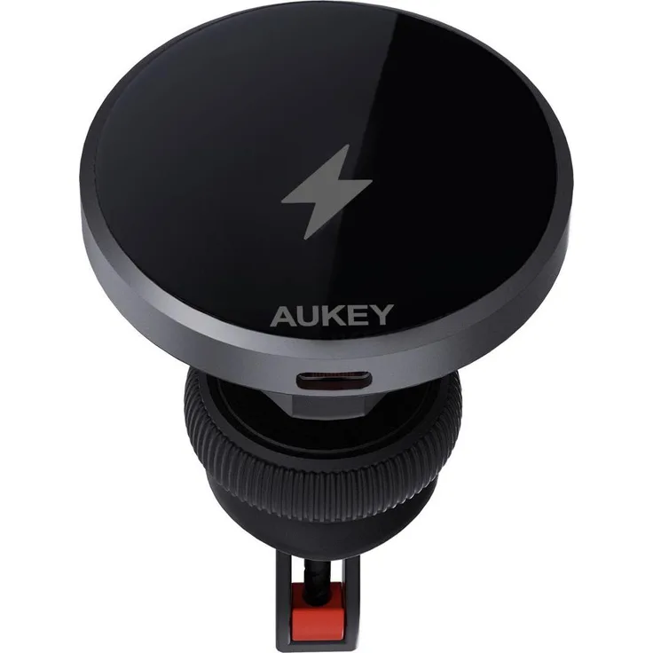Aukey Maglink Phone Dash Mount (15 W), Qi2-zertifizierter Wireless Charger mit 360-Grad-Kugelgelenk, Schwarz