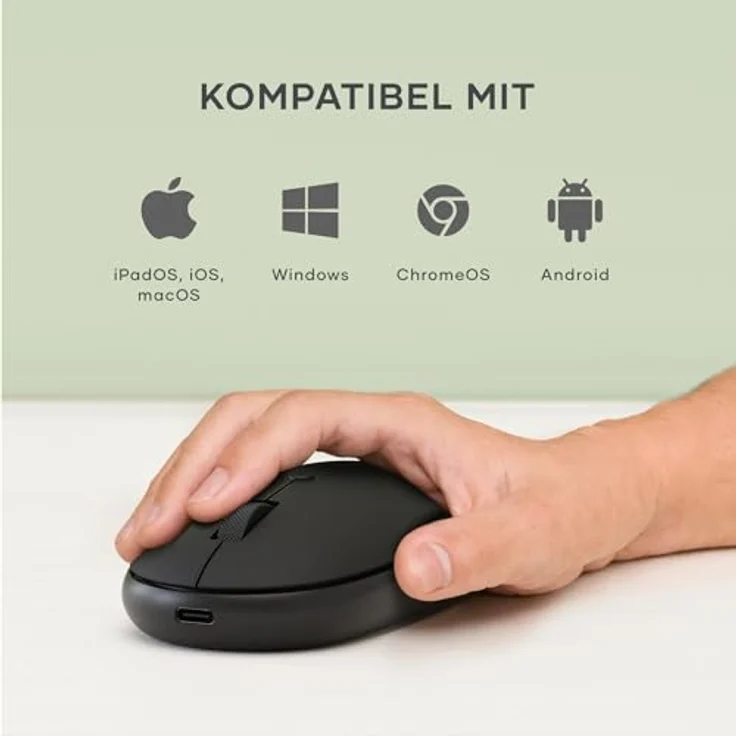 Satechi OntheGo Bluetooth Wireless Mouse, kabellose Maus mit modernem Design, Schwarz, Multi-Device-Unterstützung bis zu 3 Geräten, einstellbare DPI von 800 bis 2400, USB-C-Ladeanschluss – Bild 8