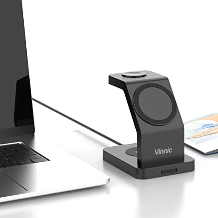 VINNIC ONTAKE 3-in-1 Magnetic Wireless Charging Dock Wireless Charger, Schnellladefunktion bis zu 15 W, elegant in Schwarz – Bild 5