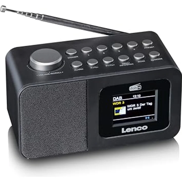 Lenco CR-625BK Radiowecker mit DAB+/FM, 2,4" Farbdisplay dimmbar, Doppelalarm, Sleeptimer, Schlummerfunktion, 30 Sender-Speicher, AUX-In, schwarz – Bild 4