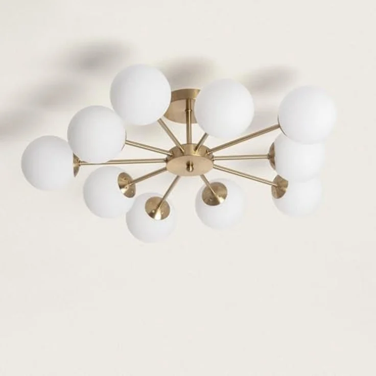 LEDKIA LIGHTING Deckenleuchte Metall und Glas Moonlight Brass 10 Spots Gold für Wohnzimmer, Küche, Schlafzimmer – Bild 2
