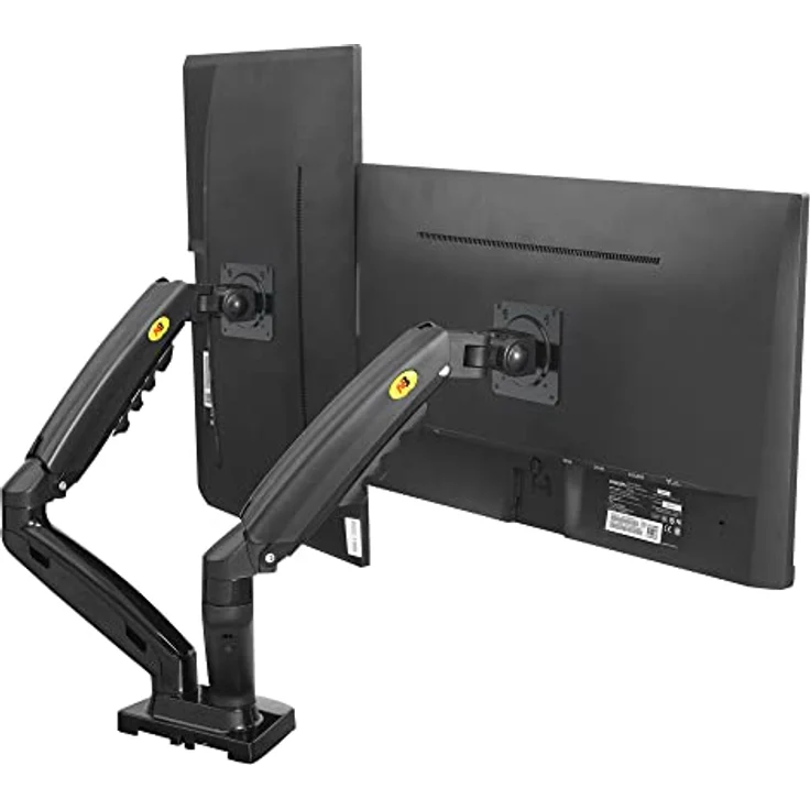 Ergosolid Desktop-Halterung für 2 PC-Bildschirme (17-27 Zoll), verstellbar in Mehreren Achsen, Drehgelenk, Gasfeder bis 2 x 9 kg, F160VAR – Bild 4