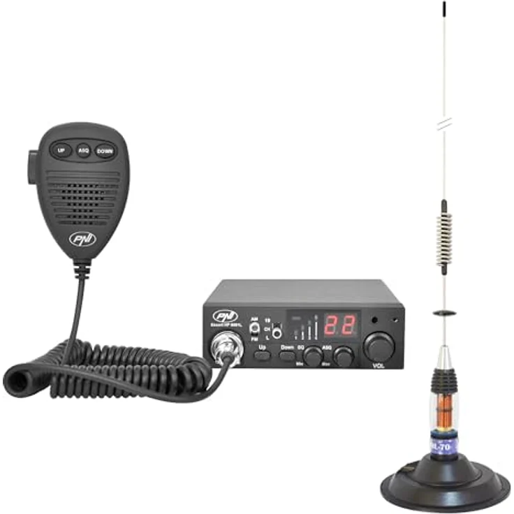 PNI CB-Funk-Kit CB Escort HP 8001L ASQ + CB-Antenne ML70, Zigarettenanzünderstecker und Kopfhörer HS81L – Bild 2