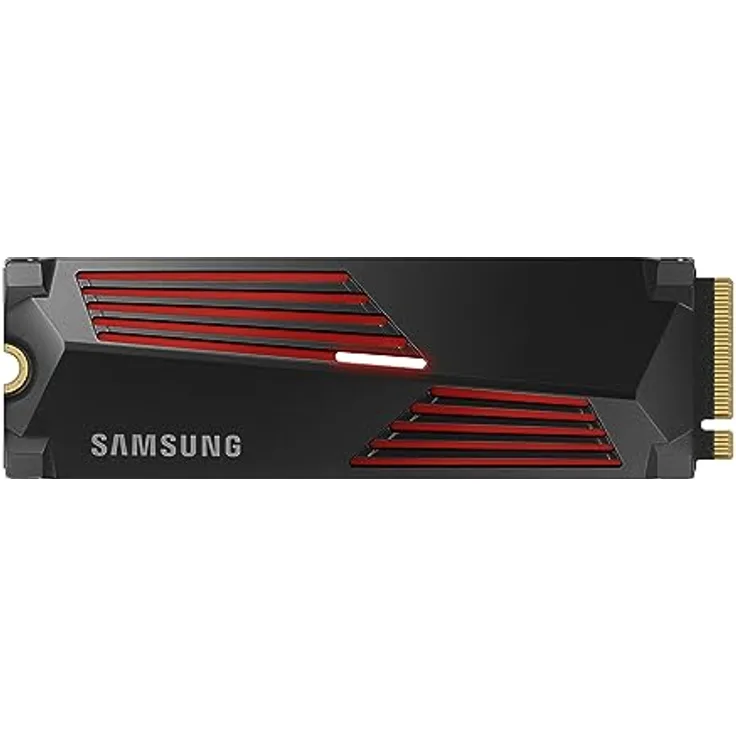 Samsung 990 PRO Heatsink NVMe M.2 SSD mit Kühlkörper, 4 TB, PCIe 4.0, 7.450 MB/s Lesen, 6.900 MB/s Schreiben, Interne SSD mit RGB für PC-/Konsolen-Gaming und Videobearbeitung, MZ-V9P4T0CW