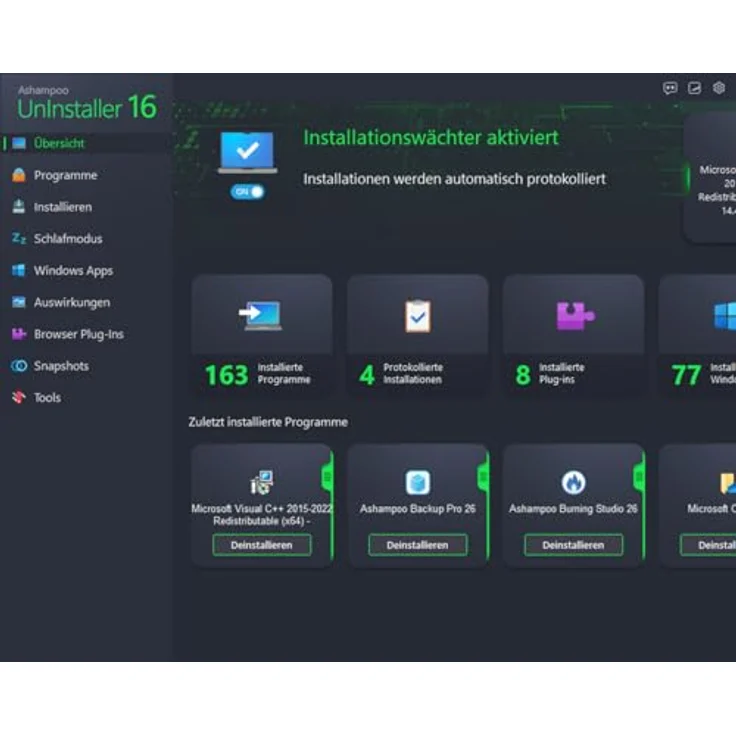 Ashampoo UnInstaller 16, Software zur vollständigen Deinstallation und Systemreinigung, 1 Nutzer, Lifetime-Lizenz, PC Aktivierungscode per Product Key Card – Bild 5
