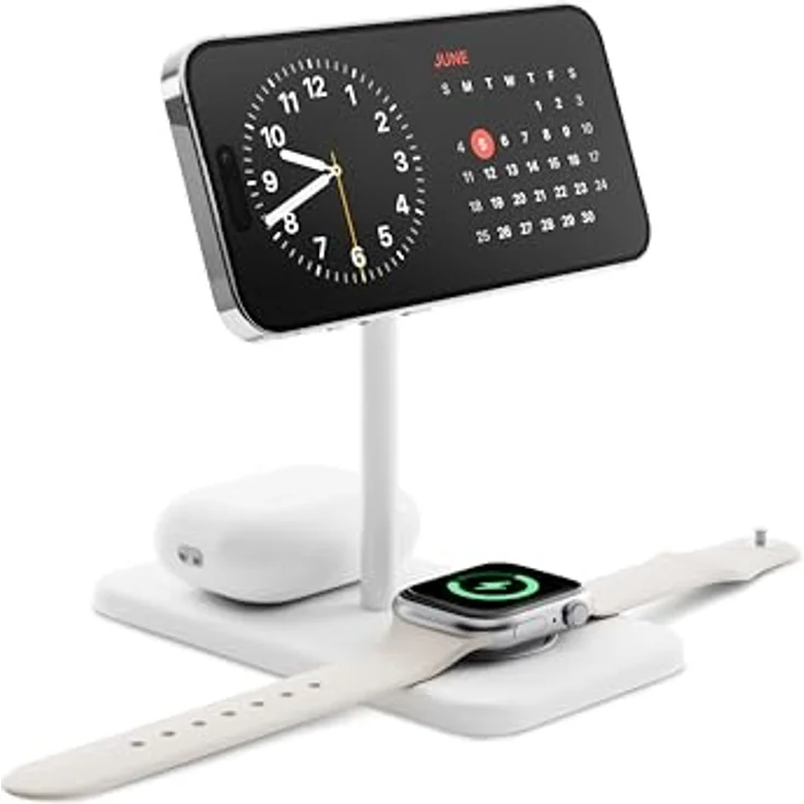 Twelve South HiRise 3 Deluxe, 3-in-1 Wireless Charger für MagSafe-Geräte, Qi2, weiß – Bild 3