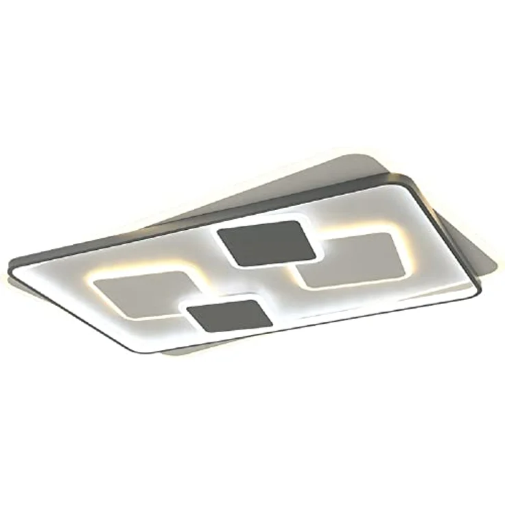 Eurotondisplay 9643CFX 97x62 cm, H6cm LED Deckenleuchte mit Fernbedienung Lichtfarbe/Helligkeit einstellbar dimmbar (9643-CFX 97x62 cm, H 6) - Acryl-Schirm weiß/grau, stufenlos einstellbare Lichtfarbe und Helligkeit, Night Light Modus – Bild 4