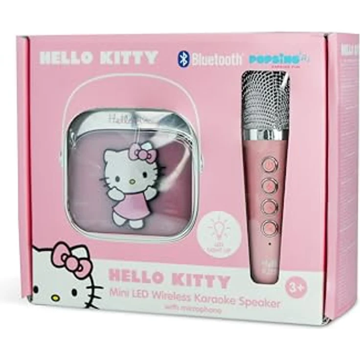 Hello Kitty Karaoke-Lautsprecher, Bluetooth-Lautsprecher mit Pop-Mikrofon-LED für Kinder, rosa – Bild 4