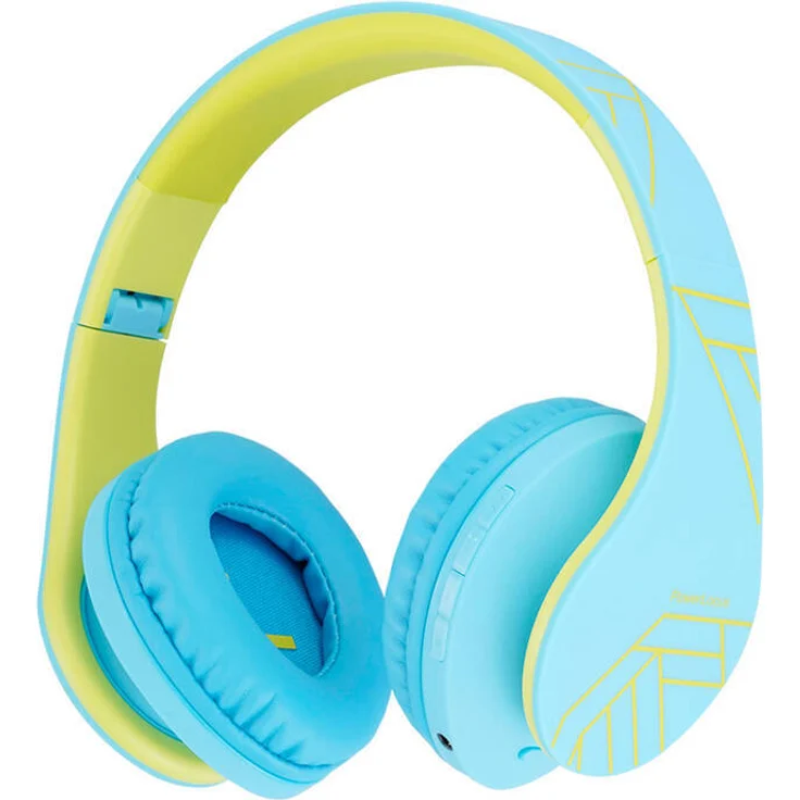 PowerLocus Kabellose Kopfhörer für Kinder PowerLocus P2 (blau-grün) mit Bluetooth und 20 Stunden Betriebszeit