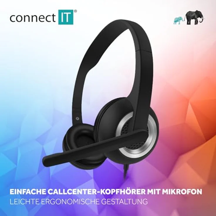 CONNECT IT Home Office Headphones | Einfache Callcenter-Kopfhörer mit Mikrofon - Komfortable Ohrpolster - Klarer Sound - Universelle Kompatibilität - Perfekt für Büro, Homeoffice - Leicht, SCHWARZ – Bild 3