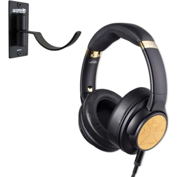 Ultrasone Signature Master Pro, geschlossener High-End Kopfhörer mit 40 mm Titan-Schallwandler und Wandhalter, schwarz-gold