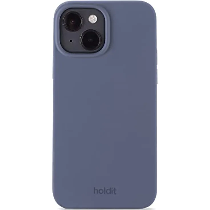 Holdit Silikonhülle iPhone 14/13-0,8mm Ultra dünn Handyhülle Silikon - Trendy Slim Silicone case mit Voller Schutz (erhöhte Kante für Kameraschutz) - Pacific Blue
